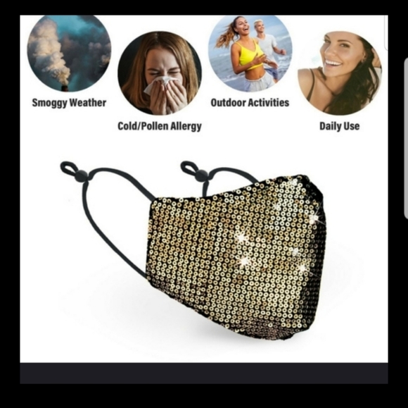 😷😷Gorgeous Blue Sequins face mask😷😷 - Picture 3 of 6